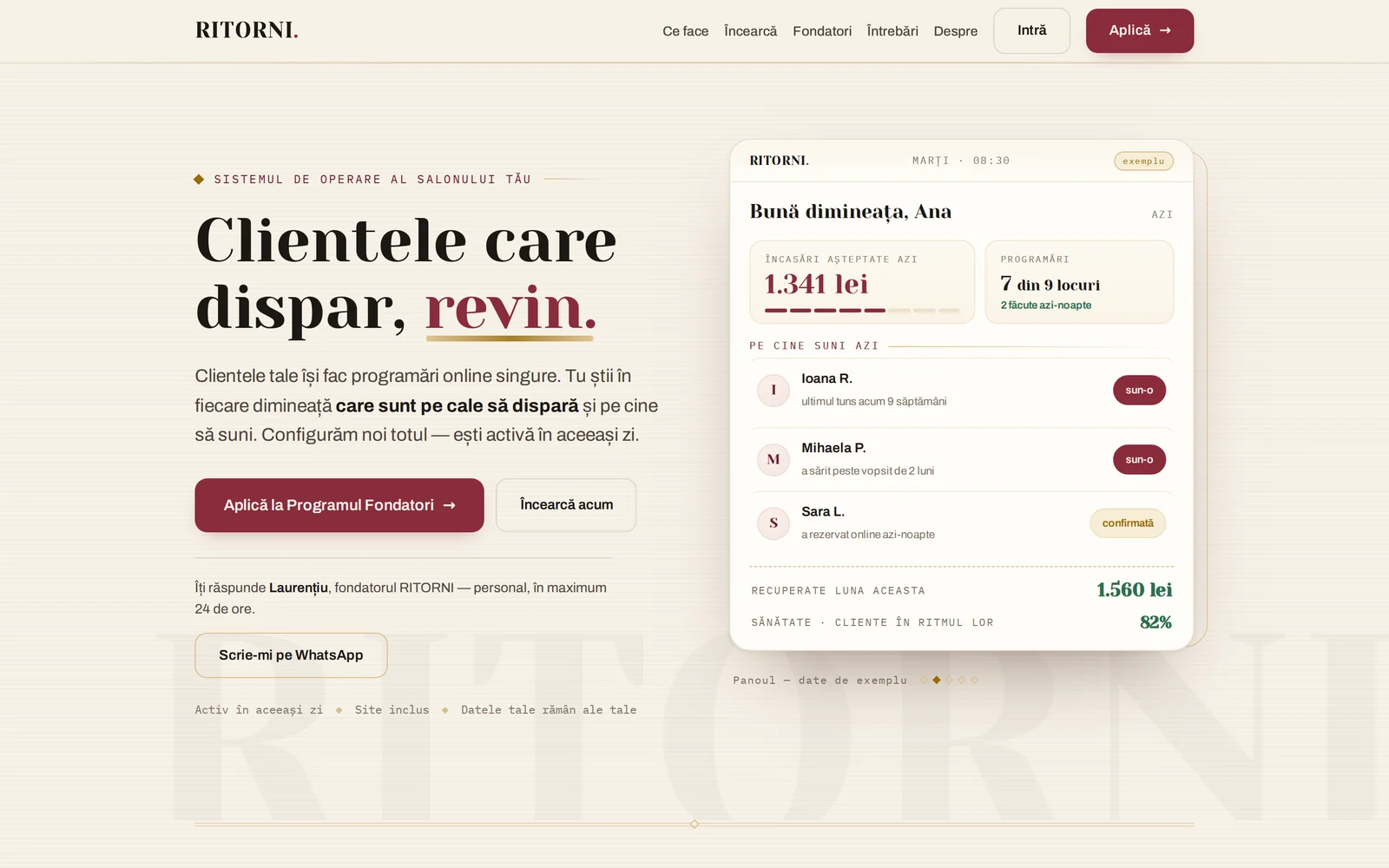 RITORNI — copertă